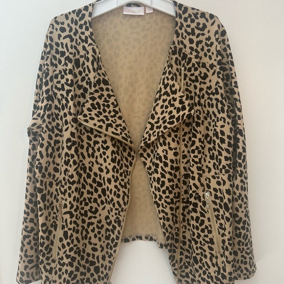Belle by Kim Gravel Tan Leopard Print Moto Jacket - Picture 7 of 15